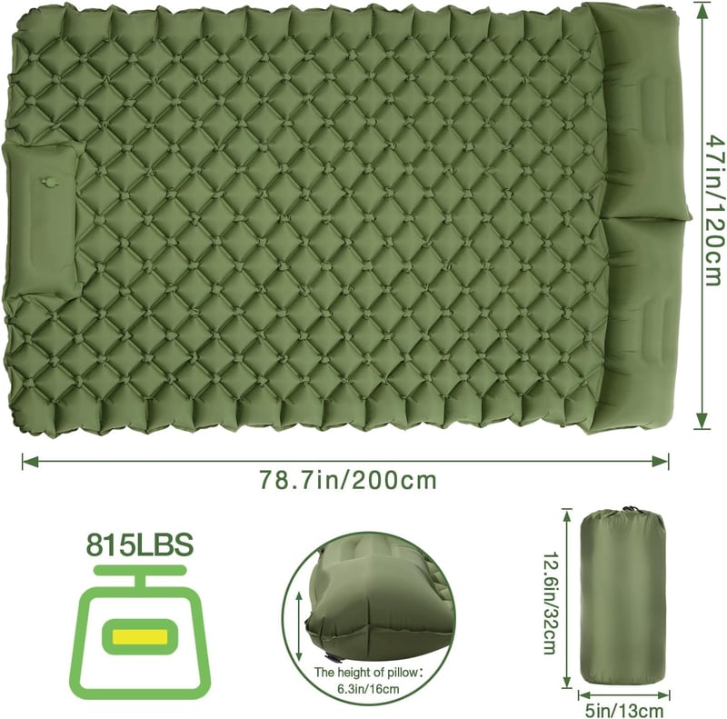 MoKo Önfelfújó 2 Személyes Camping Matrac 200x140cm Pumpával és Párnával