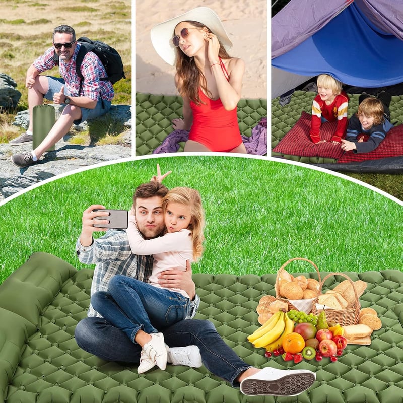 MoKo Önfelfújó 2 Személyes Camping Matrac 200x140cm Pumpával és Párnával