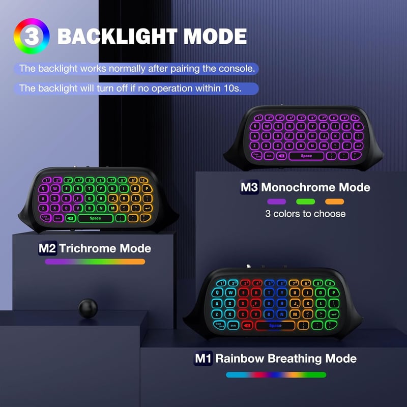 MoKo RGB Vezeték Nélküli Chatpad Xbox Series X/S Billentyűzet 2,4G Vevővel