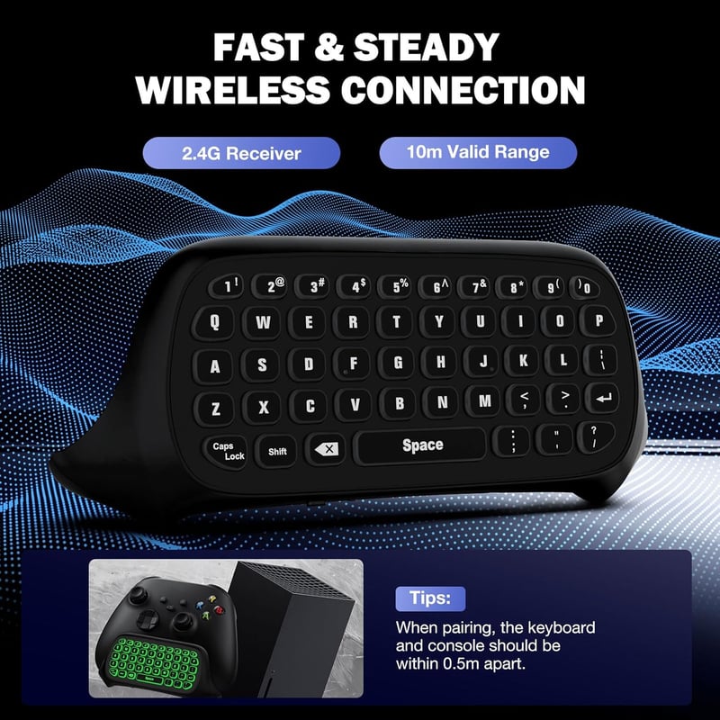 MoKo RGB Vezeték Nélküli Chatpad Xbox Series X/S Billentyűzet 2,4G Vevővel