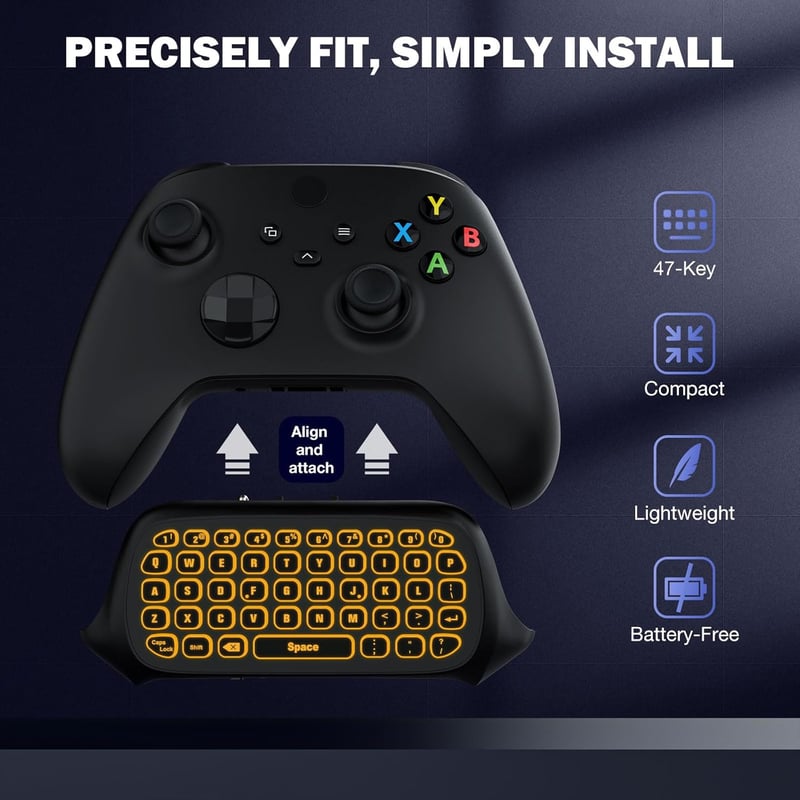 MoKo RGB Vezeték Nélküli Chatpad Xbox Series X/S Billentyűzet 2,4G Vevővel