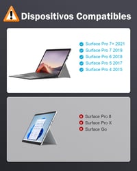 Bezdrôtová klávesnica MoKo so španielskym rozložením a touchpadom pre Microsoft Surface Pro 3/4/5/6/7/7 Plus, 7-farebné LED podsvietenie, rozloženie QWERTY, nabíjateľná 2