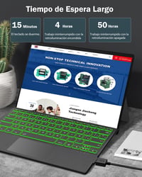 Bezdrôtová klávesnica MoKo so španielskym rozložením a touchpadom pre Microsoft Surface Pro 3/4/5/6/7/7 Plus, 7-farebné LED podsvietenie, rozloženie QWERTY, nabíjateľná 7