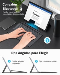 Bezdrôtová klávesnica MoKo so španielskym rozložením a touchpadom pre Microsoft Surface Pro 3/4/5/6/7/7 Plus, 7-farebné LED podsvietenie, rozloženie QWERTY, nabíjateľná 6
