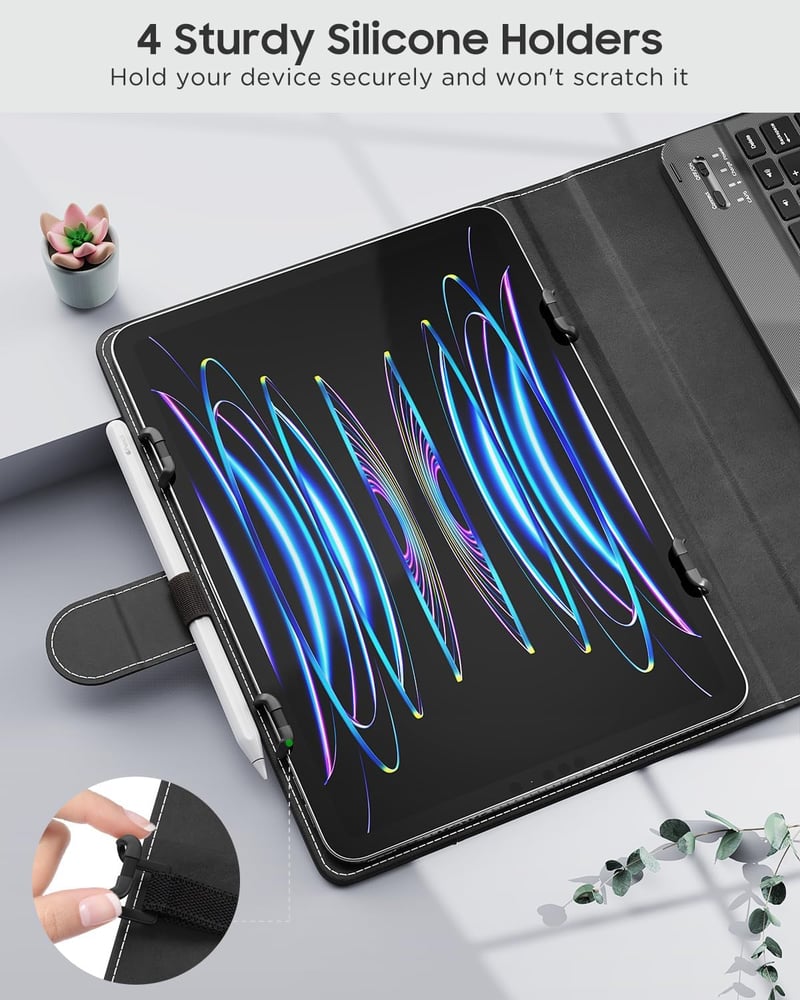 MoKo Tablet Tok QWERTY Billentyűzettel 9-10.9" Tablethez Bluetooth Fekete