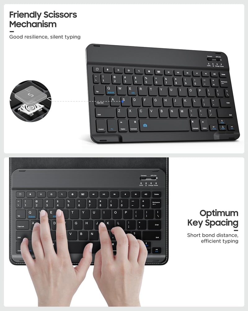 MoKo Tablet Tok QWERTY Billentyűzettel 9-10.9" Tablethez Bluetooth Fekete