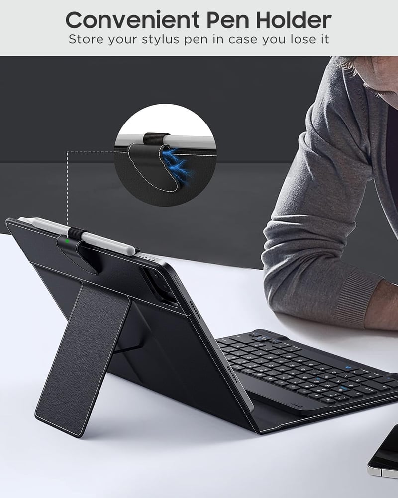 MoKo Tablet Tok QWERTY Billentyűzettel 9-10.9" Tablethez Bluetooth Fekete