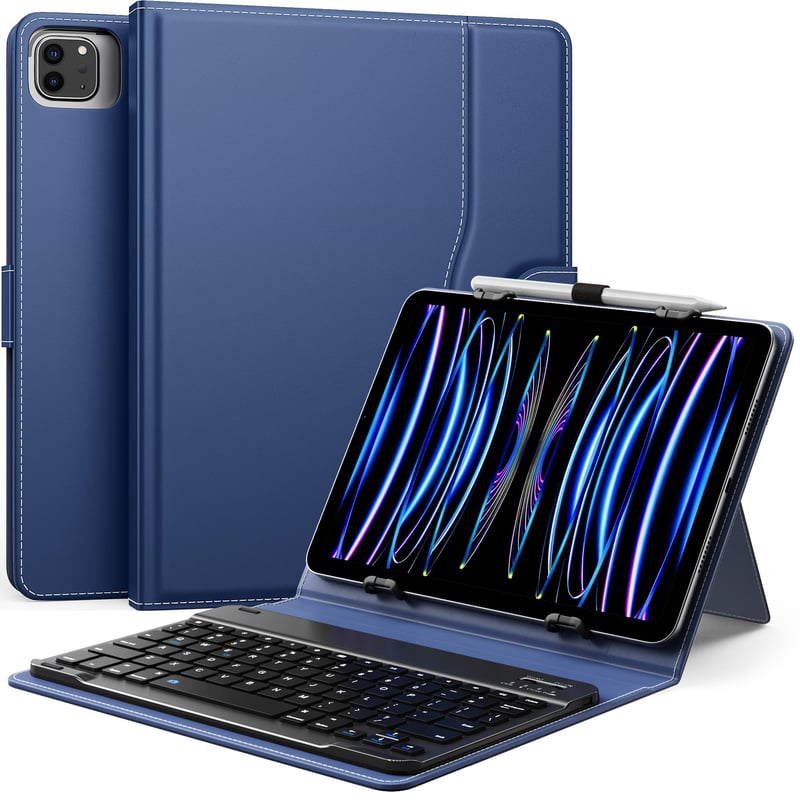 Univerzálne puzdro na tablet MoKo s QWERTY klávesnicou pre 9-11 palcové tablety, námornícka modrá