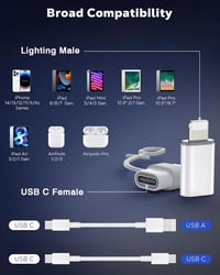 MoKo USB C - Lightning Adapter iPhone 14/13/12/11/X Sorozathoz, iPad/AirPods Készülékekhez, Töltés és Adatátvitel Támogatással, Elvesztésgát 7