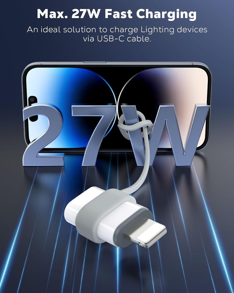 MoKo USB C - Lightning Adapter iPhone 14/13/12/11/X Sorozathoz, iPad/AirPods Készülékekhez, Töltés és Adatátvitel Támogatással, Elvesztésgát