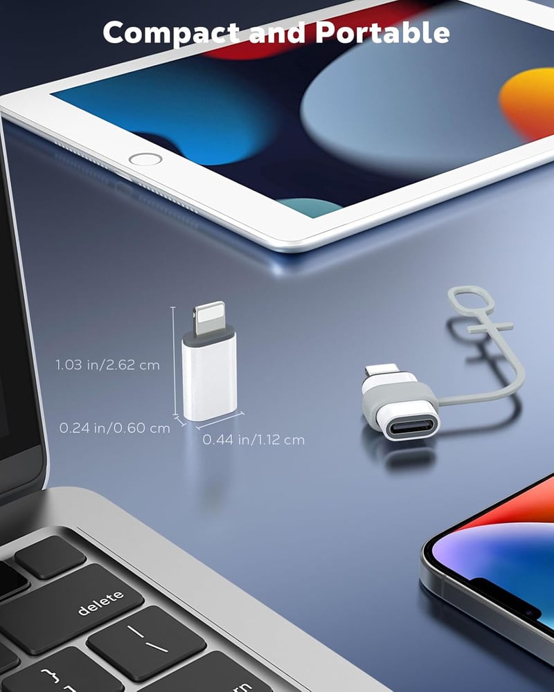 MoKo USB C - Lightning Adapter iPhone 14/13/12/11/X Sorozathoz, iPad/AirPods Készülékekhez, Töltés és Adatátvitel Támogatással, Elvesztésgát
