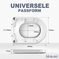 Mokukii WC-ülőke Hosszú D-forma 36x46 cm Fehér Soft-Close Lecsapódásgátló Quick-Release Gyorskioldó 3