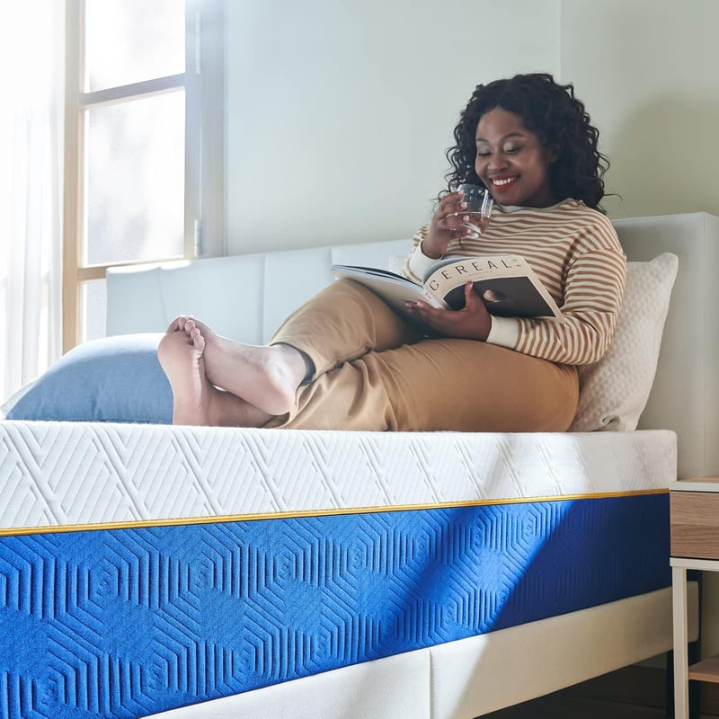 Molblly Memory Foam Matrac 90x190 cm - Közepes Keménységű, Légáteresztő, Hipoallergén, Összetekerhető Habszivacs Ágymatrac Kék Pamuthuzattal