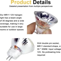 Molbory MR11 GU4 12V 35W Halogén Spotlámpa 12db Szett, Meleg Fehér 7