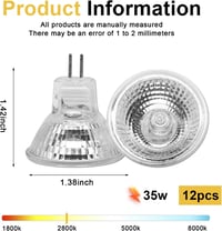 Molbory MR11 GU4 12V 35W Halogén Spotlámpa 12db Szett, Meleg Fehér 2