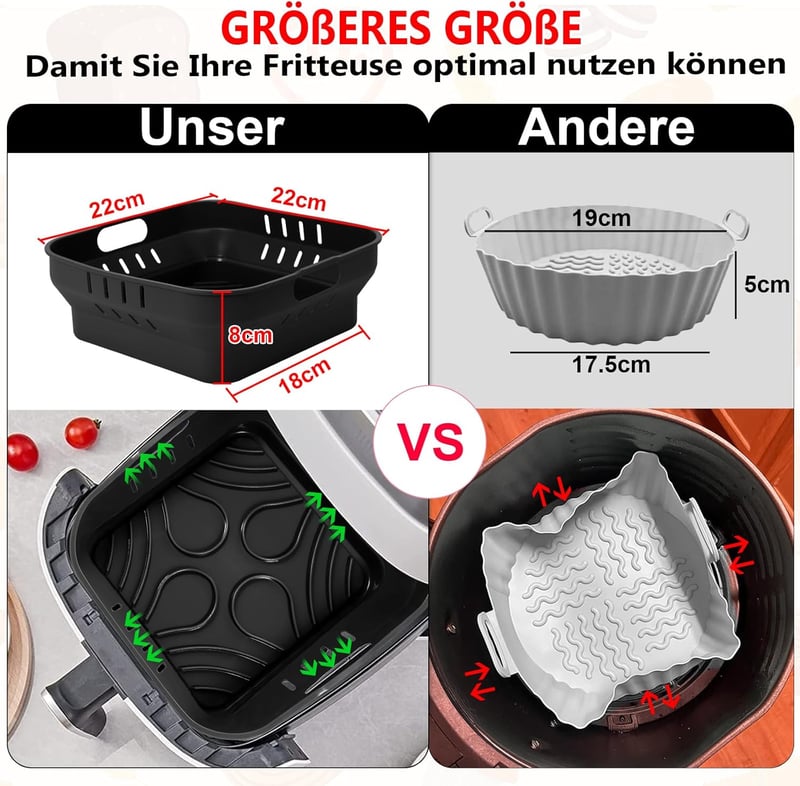 Moleath 22 cm szilikon forma légfryer kiegészítő Cosori Russell Hobbs Cecotec