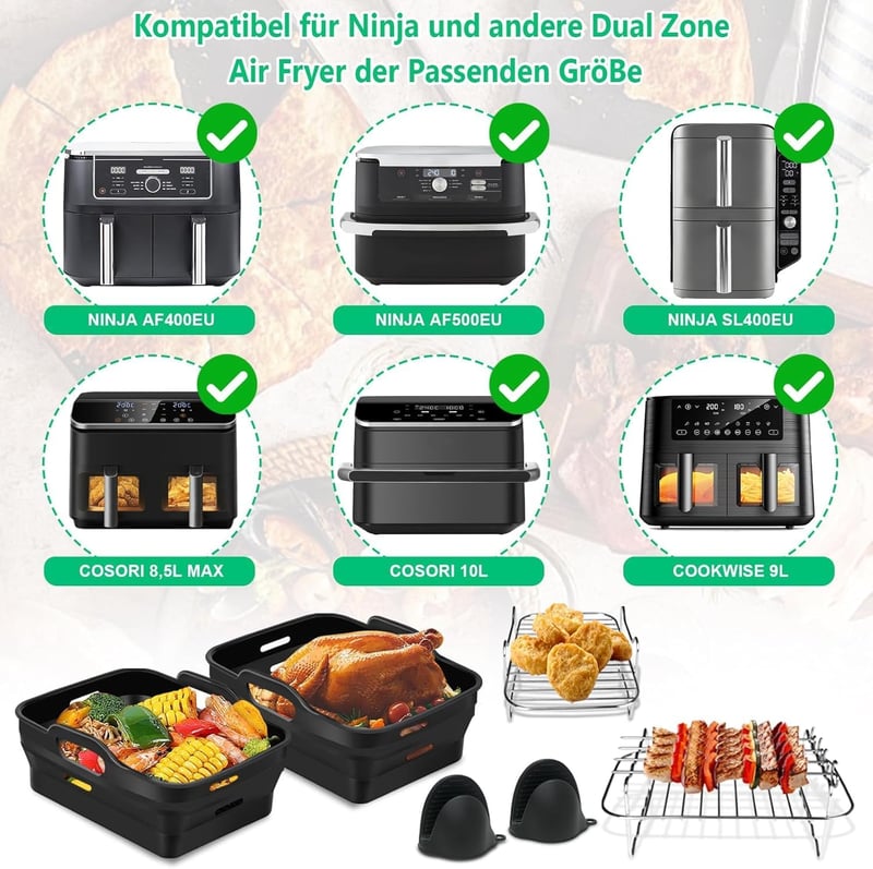 moleath 5 db Szilikon Forma Készlet Dupla Légfriteuzhez, Ninja Foodi MAX Kompatibilis