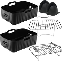Moleath Forrólevegős Sütő Tartozék Szett 23cm Szilikon Forma Ninja Foodi AF300EU AF400EU Cecotec 9L Dual Zone Kompatibilis - für Ninja AF300EU AF400EU, Cecotec 9L 1