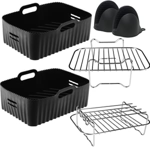 Moleath set dodataka za fritezu na vrući zrak 23 cm, silikonski kalup kompatibilan s Ninja Foodi AF300EU, AF400EU, Cecotec 9L Dual Zone - za Ninja AF300EU, AF400EU, Cecotec 9L