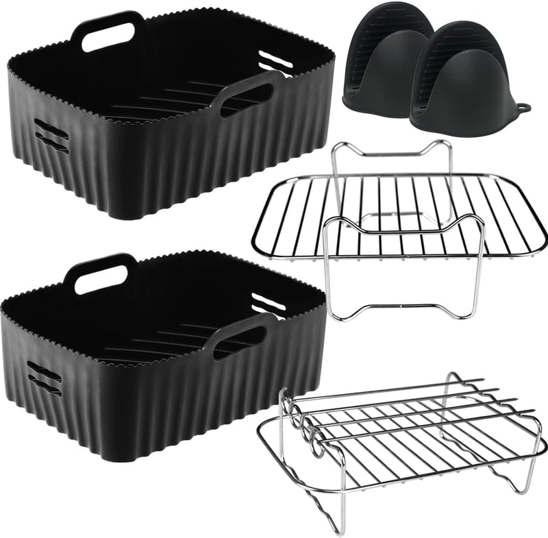 Moleath Forrólevegős Sütő Tartozék Szett 23cm Szilikon Forma Ninja Foodi AF300EU AF400EU Cecotec 9L Dual Zone Kompatibilis - für Ninja AF300EU AF400EU, Cecotec 9L