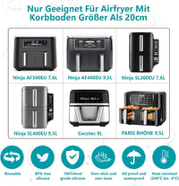 Moleath Forrólevegős Sütő Tartozék Szett 23cm Szilikon Forma Ninja Foodi AF300EU AF400EU Cecotec 9L Dual Zone Kompatibilis - für Ninja AF300EU AF400EU, Cecotec 9L 2