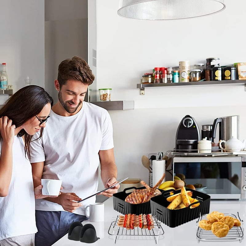 Moleath Forrólevegős Sütő Tartozék Szett 23cm Szilikon Forma Ninja Foodi AF300EU AF400EU Cecotec 9L Dual Zone Kompatibilis - für Ninja AF300EU AF400EU, Cecotec 9L