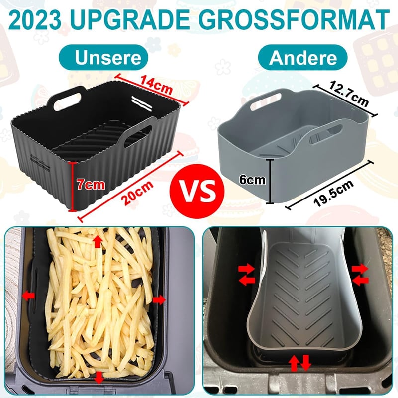 Moleath Forrólevegős Sütő Tartozék Szett 23cm Szilikon Forma Ninja Foodi AF300EU AF400EU Cecotec 9L Dual Zone Kompatibilis - für Ninja AF300EU AF400EU, Cecotec 9L