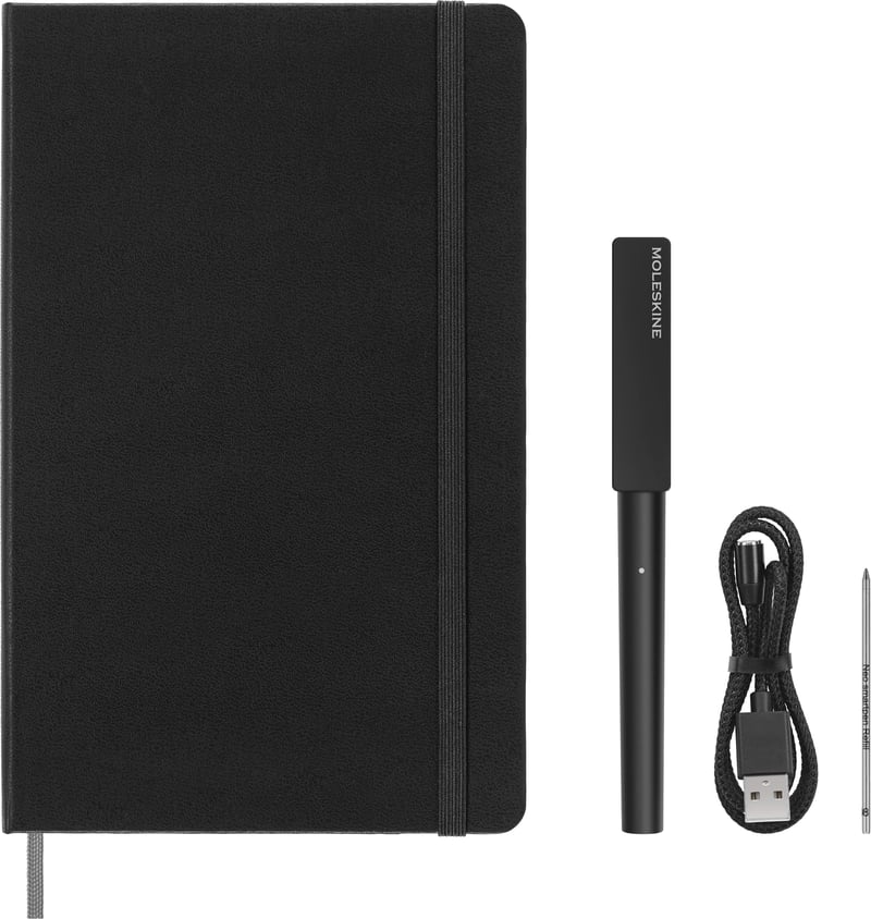 Digitálny zápisník Moleskine Smart Writing Set s perom Smart Pen, linajkový, veľký, 13x21 cm, čierny, s tvrdou väzbou