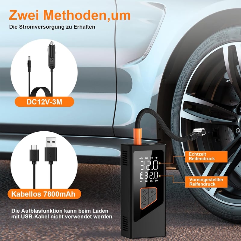 Molfanco 150 PSI elektromos légpumpa 7800 mAh akkumulátorral