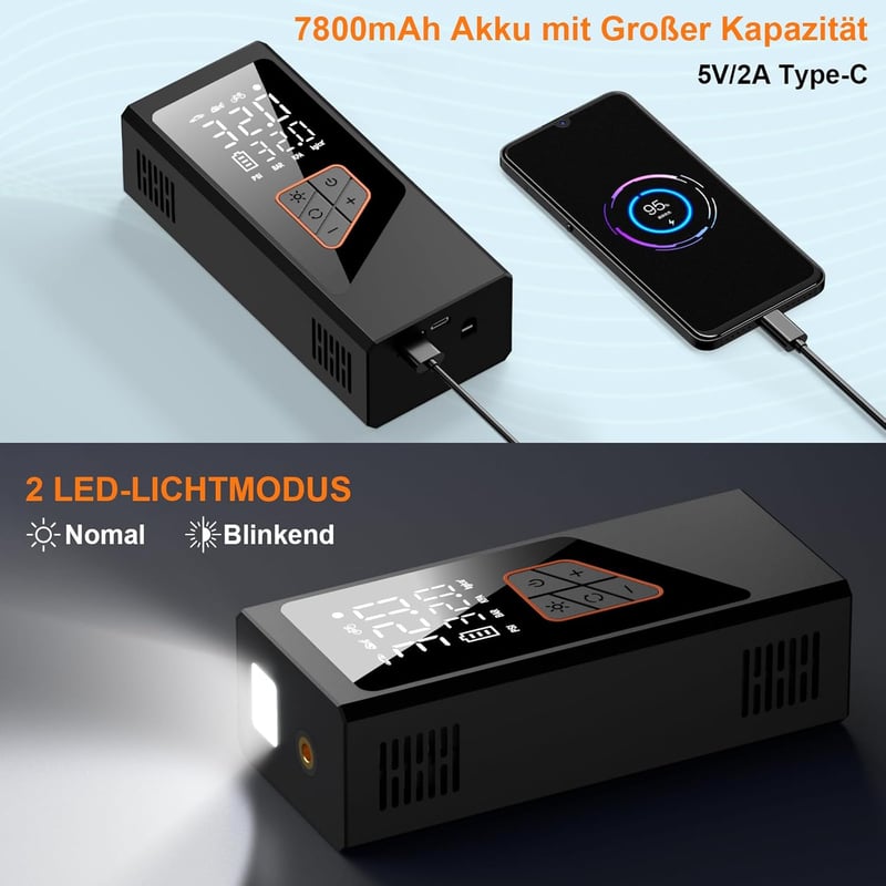 Molfanco 150 PSI elektromos légpumpa 7800 mAh akkumulátorral