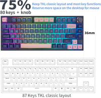 MOLGRIA SKYLOONG GK75 75-Gombos RGB Háttérvilágítású Gamer Billentyűzet Kék-Rózsaszín PBT Keycapekkel, Cserélhető Gateron Sárga Kapcsolókkal 6
