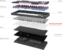 MOLGRIA SKYLOONG GK75 75-Gombos RGB Háttérvilágítású Gamer Billentyűzet Kék-Rózsaszín PBT Keycapekkel, Cserélhető Gateron Sárga Kapcsolókkal 8