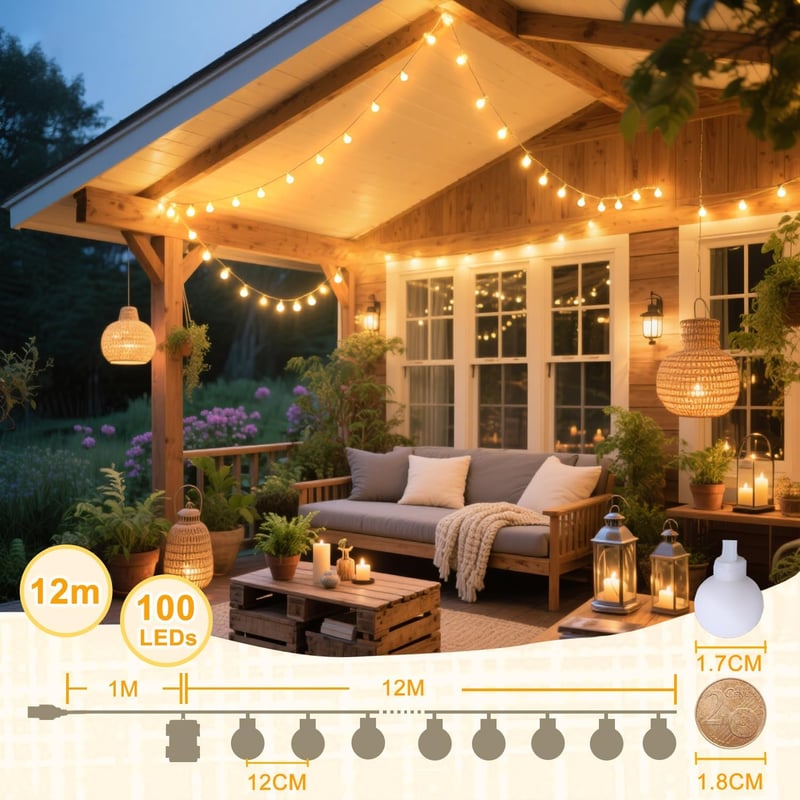 Molicar 12m 100 LED-es Tündérfény 3in1 Táp USB/Akkumulátor 8 Mód Időzítő