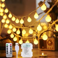 Molicar LED Fényfüzér 13m 100 LED Kültéri Beltéri 3in1 Tápellátás USB Elem Hálózat 8 Mód Timer Meleg Fehér Kert Erkély 1