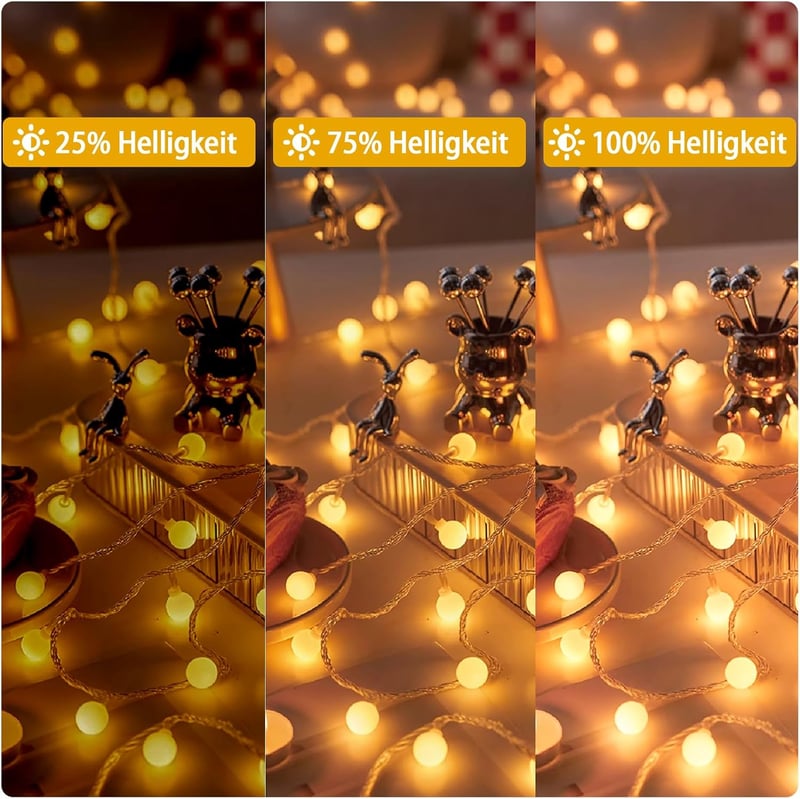 Molicar LED Fényfüzér 13m 100 LED Kültéri Beltéri 3in1 Tápellátás USB Elem Hálózat 8 Mód Timer Meleg Fehér Kert Erkély