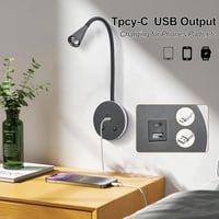 MOLUOLA LIGHTING LED olvasólámpa flexibilis nyakkal, USB töltéssel, falra szerelhető 2