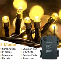 MOLVCE Elemes Tündérfény 2db 50 LED 5m Kültéri-Beltéri Fényfüzér Időzítővel - 8 Világítási Mód, Vízálló, Meleg Fehér, Zöld Kábel 6