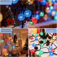 MOLVCE Vanjski svjetlosni niz 10 m 100 LED kristalnih kuglica, vodootporan, na struju, 8 načina rada i timer, za balkon, vrt, Božić, vjenčanja, šareni 8