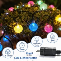 MOLVCE Vanjski svjetlosni niz 10 m 100 LED kristalnih kuglica, vodootporan, na struju, 8 načina rada i timer, za balkon, vrt, Božić, vjenčanja, šareni 3