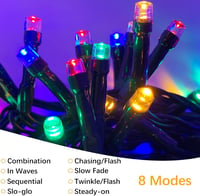 MOLVCE RGB LED Tündérfény 10m 100 LED - Kültéri-Beltéri Vízálló Fényfüzér 8 Világítási Móddal, Időzítővel és Memória Funkcióval Karácsonyra, 2