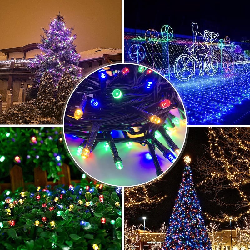 MOLVCE RGB LED Tündérfény 10m 100 LED - Kültéri-Beltéri Vízálló Fényfüzér 8 Világítási Móddal, Időzítővel és Memória Funkcióval Karácsonyra,