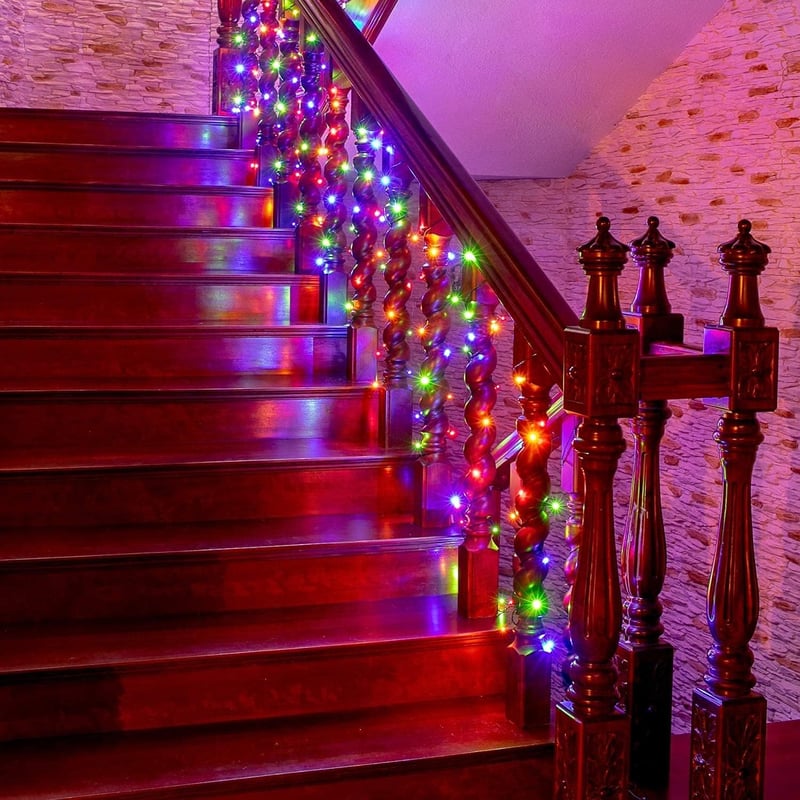 MOLVCE RGB LED Tündérfény 10m 100 LED - Kültéri-Beltéri Vízálló Fényfüzér 8 Világítási Móddal, Időzítővel és Memória Funkcióval Karácsonyra,