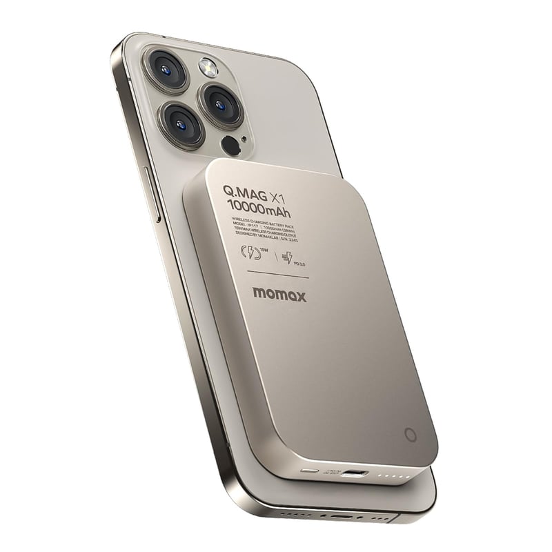 MOMAX 10000 mAh Mágneses Powerbank 20W Vezeték Nélküli Töltő iPhone 16/15/14/13/12 Sorozathoz USB-C Kábellel Hordozható Külső Akkumulátor