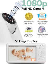 Monitor video pentru bebeluși Momcozy cu ecran de 5 inchi, cameră de supraveghere pentru camera copilului 7