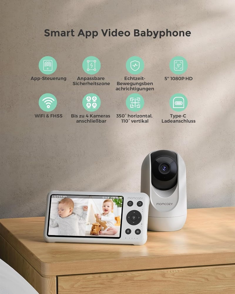 Momcozy BM04 WiFi Baby Monitor kamerával és alkalmazásvezérléssel