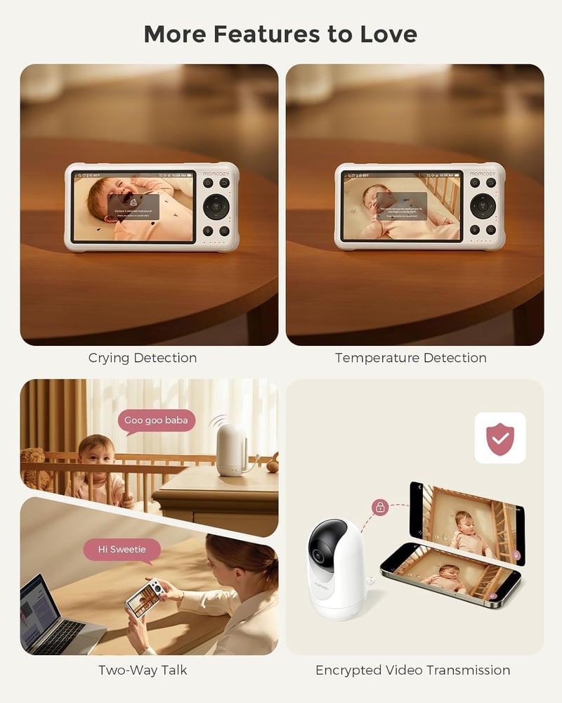 Momcozy BM04 WiFi Baby Monitor kamerával és alkalmazásvezérléssel