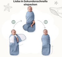Sac de dormit pentru bebeluși Momcozy cu închidere silențioasă, 0-3 luni, reduce reflexul Moro, 2 bucăți, albastru și verde 6