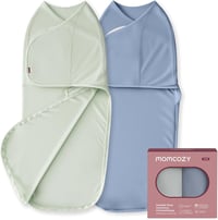 Sac de dormit pentru bebeluși Momcozy cu închidere silențioasă, 0-3 luni, reduce reflexul Moro, 2 bucăți, albastru și verde 1