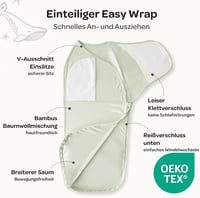 Sac de dormit pentru bebeluși Momcozy cu închidere silențioasă, 0-3 luni, reduce reflexul Moro, 2 bucăți, albastru și verde 2