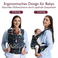 Momcozy Ergonomikus Babahordozó - 3-20 kg, Könnyű, Kényelmes, Csillagos Éjszaka Mintával, Szabadkezes Szülőséghez, Egyszerű Használat 3